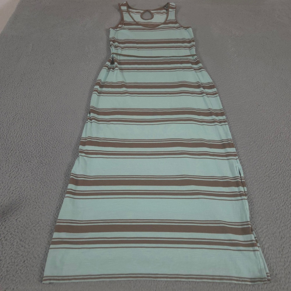 Horny Toad Dress Womens Medium Multi Long Keyhole Striped Tencel Organic Cotton